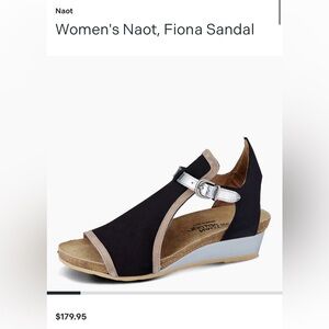 NWOB NAOT Genuine Leather Black and Silver Women's Wedge Sandal 40